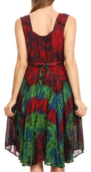 Sakkas Mathilde Marble Tie-dye Sleeveless Tank Dress Tiered and Corset