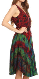 Sakkas Mathilde Marble Tie-dye Sleeveless Tank Dress Tiered and Corset