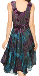 Sakkas Mathilde Marble Tie-dye Sleeveless Tank Dress Tiered and Corset
