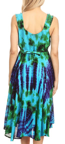 Sakkas Mathilde Marble Tie-dye Sleeveless Tank Dress Tiered and Corset
