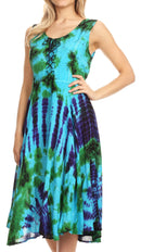 Sakkas Mathilde Marble Tie-dye Sleeveless Tank Dress Tiered and Corset