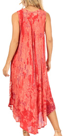 Sakkas Julia Boho Flared Multi-color Marble Batik Rayon Long Dress / Cover Up
