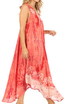 Sakkas Julia Boho Flared Multi-color Marble Batik Rayon Long Dress / Cover Up