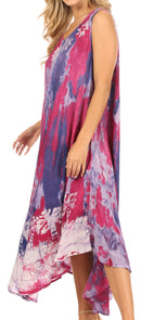 Sakkas Julia Boho Flared Multi-color Marble Batik Rayon Long Dress / Cover Up