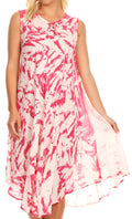 Sakkas Anni Women's Summer Casual Midi Sleeveless Loose Tie-dye Tank Sundress #color_Fuchsia