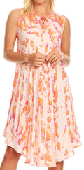Sakkas Anni Women's Summer Casual Midi Sleeveless Loose Tie-dye Tank Sundress #color_Peach
