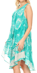 Sakkas Marlena Women's Swing Sleeveless Tie Dye with Batik Nightgown Dress Cover