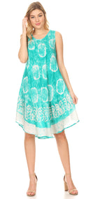 Sakkas Marlena Women's Swing Sleeveless Tie Dye with Batik Nightgown Dress Cover