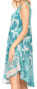 Sakkas Marlena Women's Swing Sleeveless Tie Dye with Batik Nightgown Dress Cover
