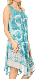 Sakkas Marlena Women's Swing Sleeveless Tie Dye with Batik Nightgown Dress Cover