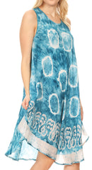 Sakkas Marlena Women's Swing Sleeveless Tie Dye with Batik Nightgown Dress Cover