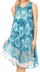 Sakkas Marlena Women's Swing Sleeveless Tie Dye with Batik Nightgown Dress Cover