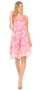 Sakkas Marlena Women's Swing Sleeveless Tie Dye with Batik Nightgown Dress Cover