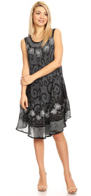Sakkas Anabel Women's Short Flowy Caftan Tank Dress Cover up Light Swing A-line
