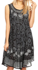Sakkas Anabel Women's Short Flowy Caftan Tank Dress Cover up Light Swing A-line