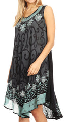 Sakkas Anabel Women's Short Flowy Caftan Tank Dress Cover up Light Swing A-line