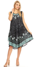 Sakkas Anabel Women's Short Flowy Caftan Tank Dress Cover up Light Swing A-line