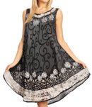 Sakkas Anabel Women's Short Flowy Caftan Tank Dress Cover up Light Swing A-line