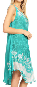 Sakkas Anabel Women's Short Flowy Caftan Tank Dress Cover up Light Swing A-line