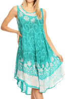 Sakkas Anabel Women's Short Flowy Caftan Tank Dress Cover up Light Swing A-line
