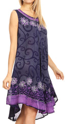 Sakkas Anabel Women's Short Flowy Caftan Tank Dress Cover up Light Swing A-line