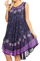 Sakkas Anabel Women's Short Flowy Caftan Tank Dress Cover up Light Swing A-line