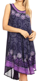 Sakkas Anabel Women's Short Flowy Caftan Tank Dress Cover up Light Swing A-line