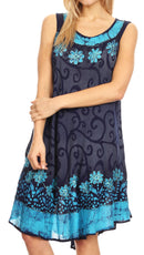 Sakkas Anabel Women's Short Flowy Caftan Tank Dress Cover up Light Swing A-line