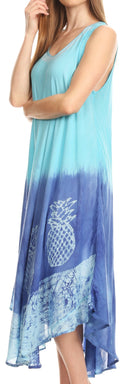 Sakkas Basira Womens Relax Lounge Everyday Summer Long Dress Tie-dye Tropical