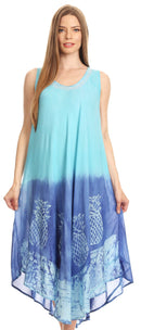 Sakkas Basira Womens Relax Lounge Everyday Summer Long Dress Tie-dye Tropical