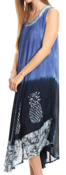 Sakkas Basira Womens Relax Lounge Everyday Summer Long Dress Tie-dye Tropical