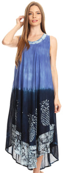 Sakkas Basira Womens Relax Lounge Everyday Summer Long Dress Tie-dye Tropical