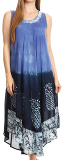 Sakkas Basira Womens Relax Lounge Everyday Summer Long Dress Tie-dye Tropical