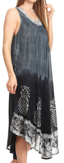 Sakkas Basira Womens Relax Lounge Everyday Summer Long Dress Tie-dye Tropical