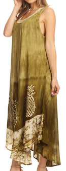 Sakkas Basira Womens Relax Lounge Everyday Summer Long Dress Tie-dye Tropical