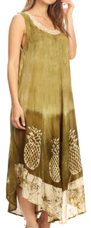 Sakkas Basira Womens Relax Lounge Everyday Summer Long Dress Tie-dye Tropical