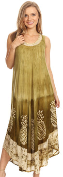 Sakkas Basira Womens Relax Lounge Everyday Summer Long Dress Tie-dye Tropical