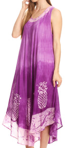 Sakkas Basira Womens Relax Lounge Everyday Summer Long Dress Tie-dye Tropical