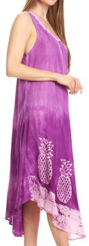 Sakkas Basira Womens Relax Lounge Everyday Summer Long Dress Tie-dye Tropical