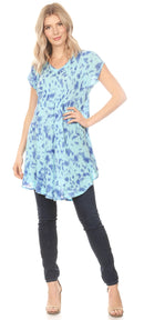 Sakkas Xoana Women's Casual Cap Sleeve V-neck Flare Loose Boho Swing Short Dress