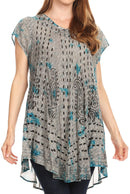 Sakkas Gilda Women's Summer Casual Short/ Long Sleeve Swing Dress Tunic Cover-up