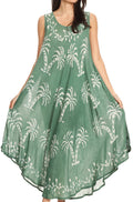 Sakkas Irene Women's Casual Tie-dye Maxi Summer Sleeveless Loose Fit Tank Dress #color_19250-Green