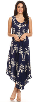 Sakkas Irene Women's Casual Tie-dye Maxi Summer Sleeveless Loose Fit Tank Dress