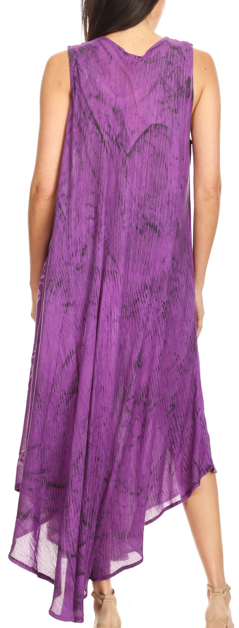 Sakkas Irene Women's Casual Tie-dye Maxi Summer Sleeveless Loose Fit Tank Dress