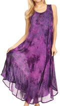 Sakkas Irene Women's Casual Tie-dye Maxi Summer Sleeveless Loose Fit Tank Dress #color_19252-Purple