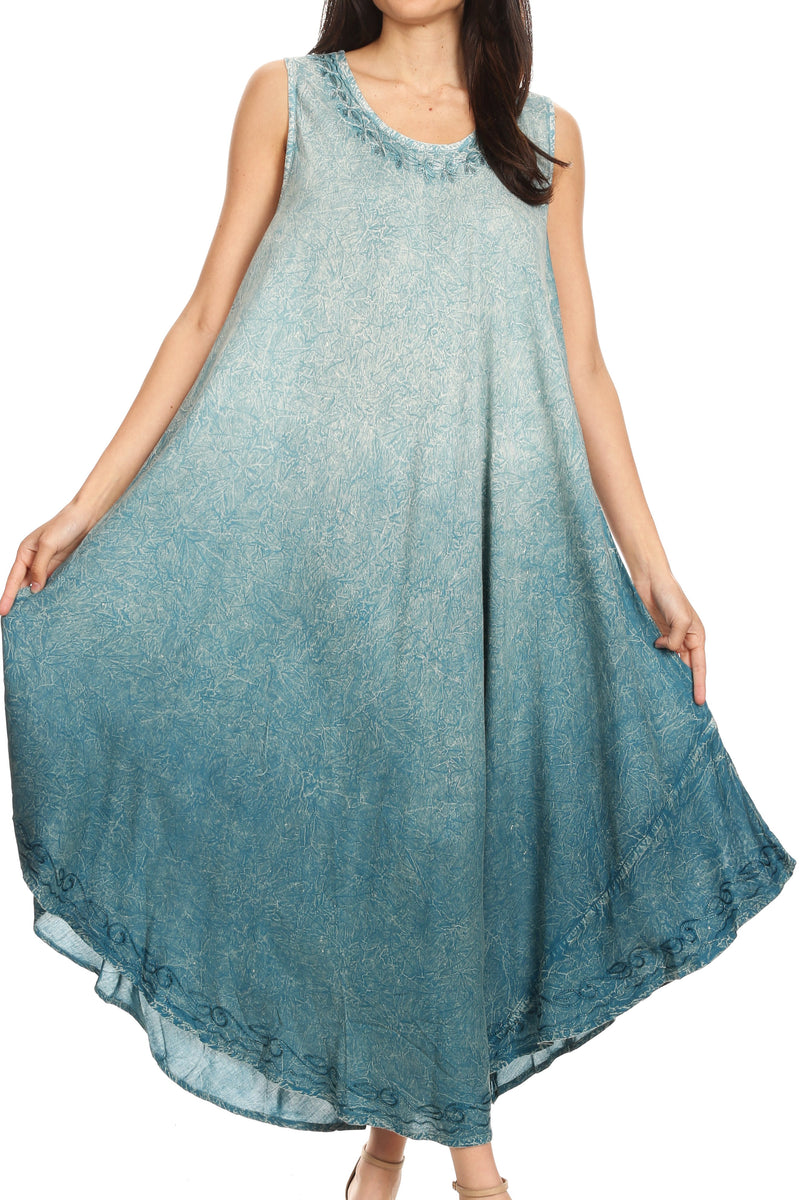 Sakkas Irene Women's Casual Tie-dye Maxi Summer Sleeveless Loose Fit Tank Dress
