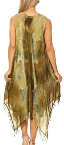 Sakkas Lara Women's Casual Fringe Loose Maxi Sleeveless Dress Caftan Cover-up