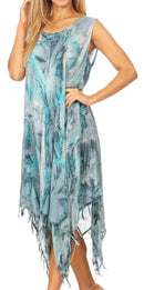 Sakkas Lara Women's Casual Fringe Loose Maxi Sleeveless Dress Caftan Cover-up