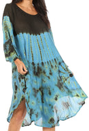 Sakkas Lara Women's Casual Fringe Loose Maxi Sleeveless Dress Caftan Cover-up