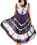 Sakkas Ambra Women's Casual Maxi Tie Dye Sleeveless Loose Tank Cover-up Dress#color_19301-Purple